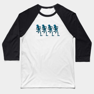 Spooky Scary Skeletons (Cyan) Baseball T-Shirt